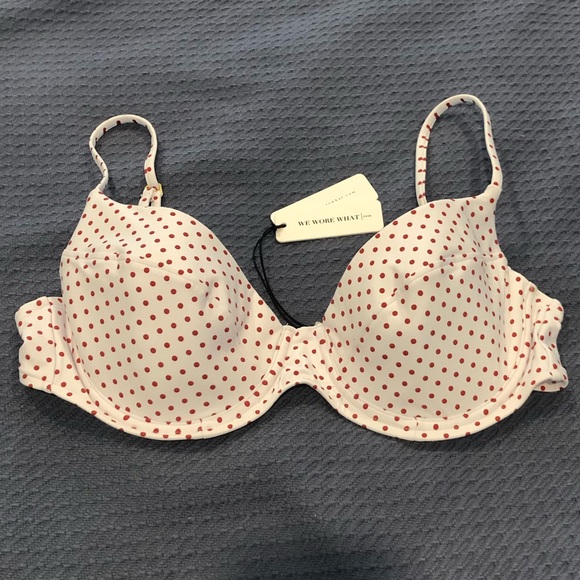 NWT WeWoreWhat Lydia Bikini Top in White Polka Dot - Picture 4 of 6
